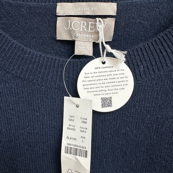 NWT J.Crew Classic Cashmere Navy Blue Sweater - Picture 3 of 6